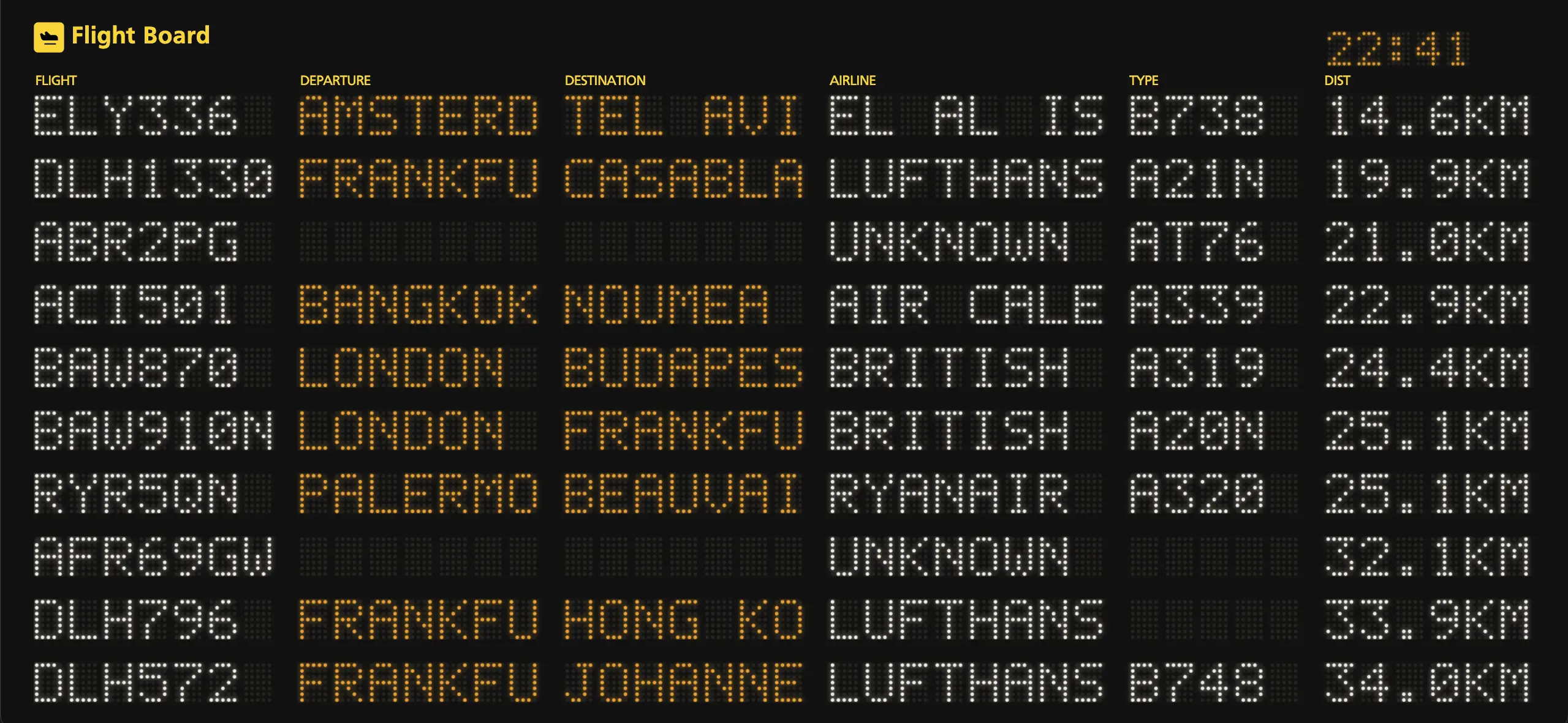 I built a display that shows the nearest flights around me preview